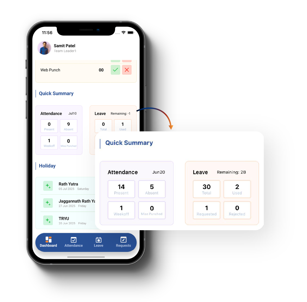 Instant Attendance and Leave Dashboard